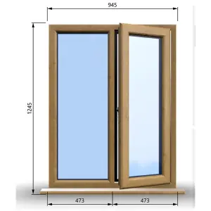 945mm (W) x 1245mm (H) Wooden Stormproof Window - 1/2 Right Opening Window - Toughened Safety Glass