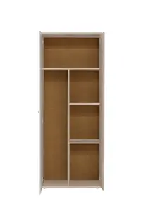 FURNICOMP Variant Multipurpose White and Oak Tall 2 Door Broom Utility Cupboard