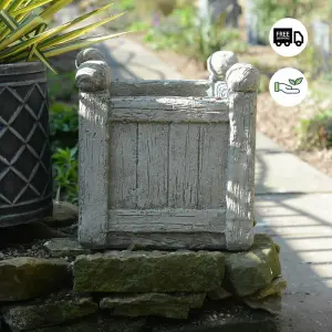 Stone Cast Square Wood Design Pot