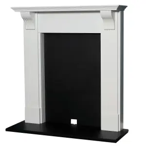 Adam Harrogate Stove Fireplace in Pure White & Black, 39 Inch