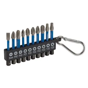 Draper Expert Impact Screwdriver Bit Set, 50mm, 1/4" Hex (10 Piece) 04933