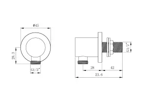 KeenFix Round Chrome Plated Brass Shower Wall Elbow Outlet