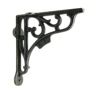 Oakcrafts - Pair of Antique Cast Iron 'GWR' Railway Shelf Brackets - 150mm x 150mm