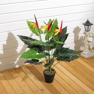 Garden Decoration Artificial Bird of Paradise Palm Tree in Black Pot 75cm H