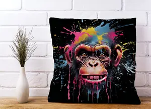 Multi Coloured Monkey Face Splashart Cushions 45cm x 45cm