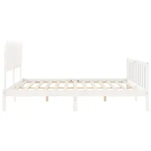 Berkfield Bed Frame with Headboard White 200x200 cm Solid Wood