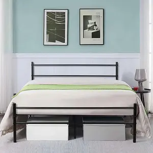 House Of Home King Size Bed Frame in Black Easy Assembly Bed Frame Under Bed Storage