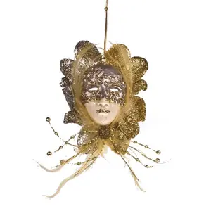 Mask Holiday Shaped Ornament Platinum/Gold