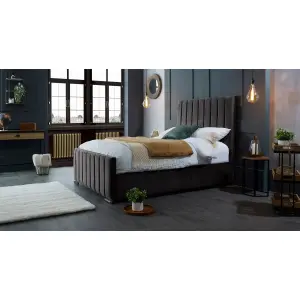 Redding Plush Velvet Black Bed Frame