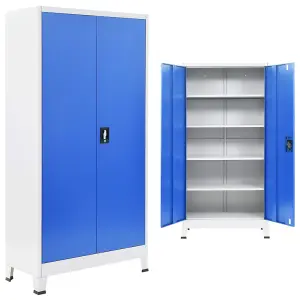 Berkfield Office Cabinet Metal 90x40x180 cm Grey and Blue