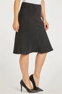 Bonmarche Black Textured Elasticated Skirt, Size: 28