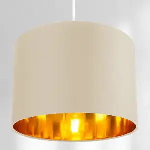 Contemporary Cream Cotton 10 Table/Pendant Lamp Shade with Shiny Copper Inner