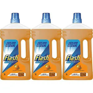 Flash All Purpose Liquid Cleaner, Mandarin and Cedarwood, 1L (Pack of 3)