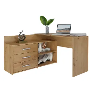 Dany Corner Desk with Drawers Artisan Oak