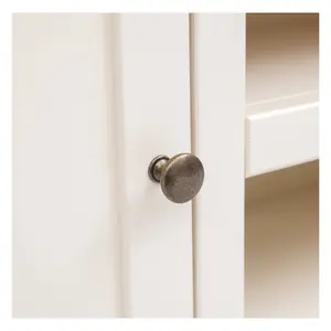 Maggiori Off White 2 Door TV Cabinet Brass Knob