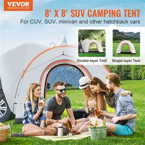 VEVOR Suv Camping Tent 8'-8' Suv Tent Attachment For Camping With Rain Layer And Carry Bag Waterproof pu2000mm Double Layer Truck Tent Accommodate