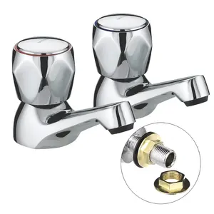 Bristan Club Pillar Taps Utility Basin Taps Chrome Plated with Metal Heads 1/4"