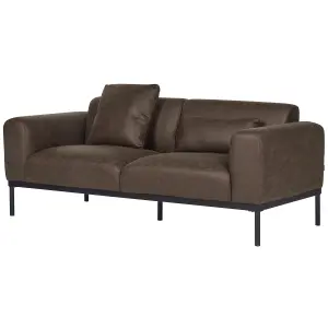 2 Seater Faux Leather Sofa Dark Brown MALMOS