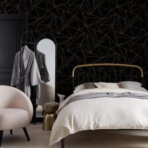 Next Scatter geo Black Metallic effect Smooth Wallpaper