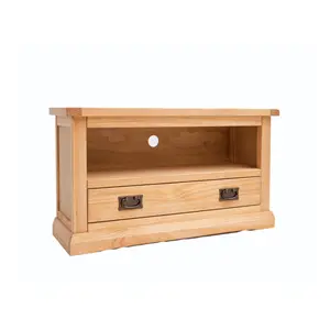 Lucca Waxed 1 Drawer TV Cabinet Brass Drop Handle