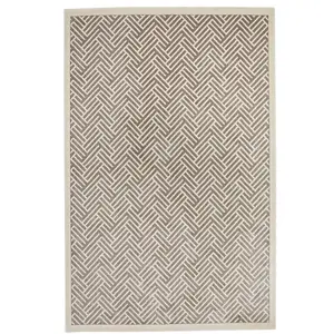 Light Grey Ivory Modern Chequered Geometric Easy to Clean Dining Room Bedroom and Living Room Rug-120cm X 180cm