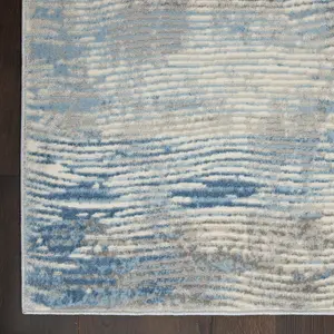 Grey Blue Modern Easy to Clean Abstract Rug for Living Room, Bedroom - 160cm X 221cm