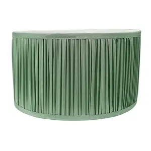 ValueLights Jess Green Fabric Ruched Pleated Large Drum Shade