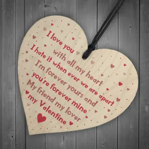 Handmade My Valentine Wood Heart Valentines Day Gift For Boyfriend Girlfriend Husband Wife