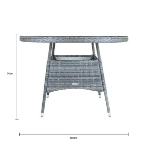 Charles Bentley Rattan 6 Seater Dining Table - Grey