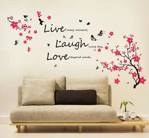 Walplus Mural Decal Huge Flowers Blossom Butterflies Children Wall Stickers Love Live Laugh Quote