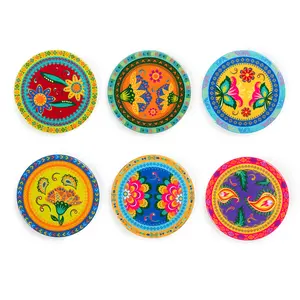 Gipsy Soul Bamboo Round 6 Piece Coaster Set (Set of 6)