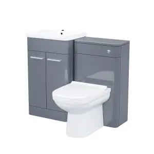 Nes Home 1000mm Steel Grey Freestanding Vanity Cabinet with WC Unit & BTW Toilet