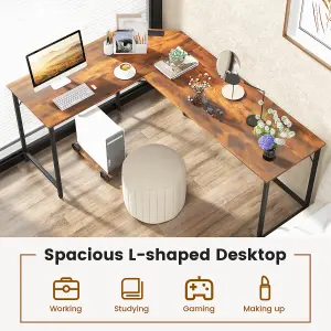 Costway L-Shaped Home Office Desk Computer Corner Desk Gaming Table with CPU Stand