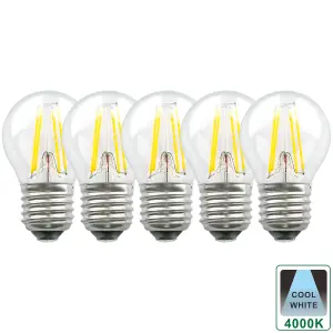 Harper Living 5 Watts E27 LED Bulb Clear Golf Ball Cool White Dimmable, Pack of 5