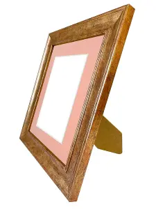 Scandi Gold Frame with Pink Mount for Image Size 8 x 6 Inch