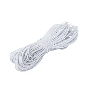 Round Elastic Cord, 3mm Wide White Elastic String Roll Stretchy Strap for DIY Crafts Beading Knitting, 25 meters