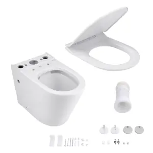 White 2-Piece Simple Floor Mounted Elongated Toilet with Dual Flush