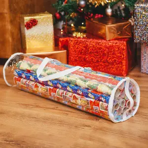 LIVIVO Christmas Wrapping Paper Storage Bag - Cylinder Xmas Gift Wrap Clear Organiser,