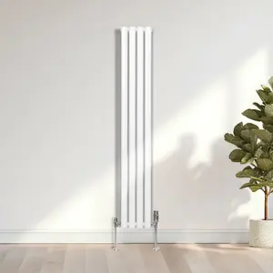 Oval Column Radiator & Valves - 1600mm x 240mm - White