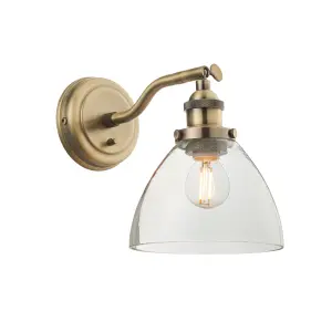 Anson Lighting Pampa Wall light finished in Antique brass plate and clear glass