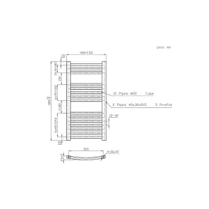 Rinse Modern Bathroom Heated Towel Rail Ladder Radiator 800x400mm Curved for Bathroom Kitchen Anthracite