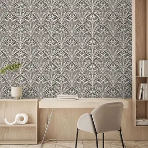 Elegance Bellflower Wallpaper Charcoal & Cream M66109