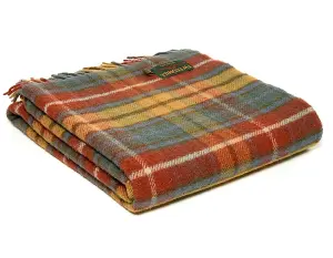 Antique Buchanan Tartan 100% Wool Throw Over Blanket