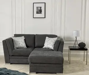 The Great British Sofa Company Charlotte 2 Seater Dark Grey Sofa With Footstool