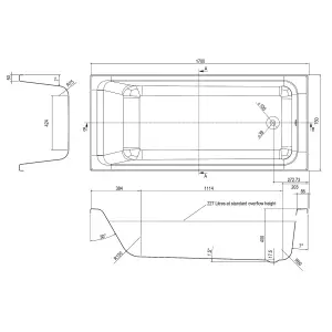 Arica White Super-Strong Acrylic Single Ended Straight Bath (L)1700mm (W)750mm