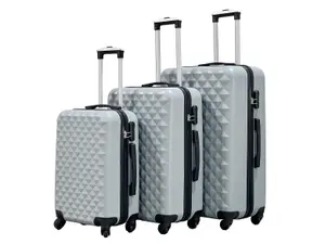 3pc ABS 4 Wheel Diamond Luggage Set - Grey