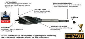 Dewalt 6 Piece Tri Flute Impact Ready Auger Bit Speed Tip Set Stubby 16 20 25mm