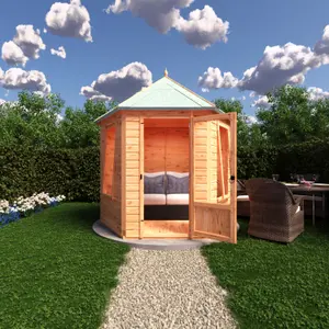 Welton Hexagonal 8x7ft summerhouse with 2 opening windows