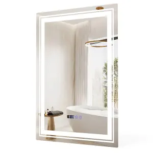 Costway Bathroom Led Vanity Mirror Dimmable Vanity Wall Mirror with 3 Colors 3000-6500K Anti-Fog