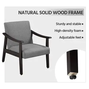 Yaheetech Dark Grey Modern Fabric Accent Armchair with Rubber Wood Legs